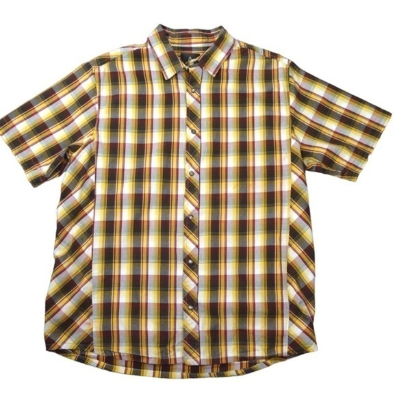 PrAna Men’s Plaid Short Sleeve Button Down Shirt, Medium - Picture 1 of 7